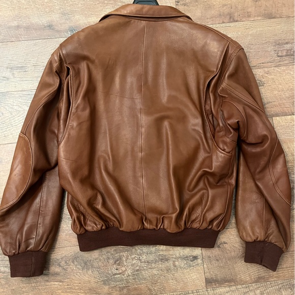 Faconnable Vintage Brown Leather Bomber Jacket - Picture 6 of 9